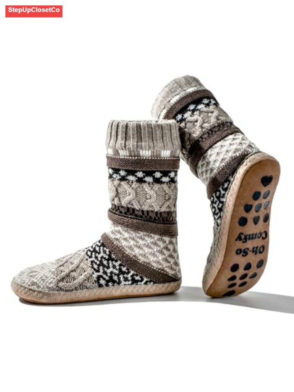 Women's Warm Fuzzy Non-Slip Slipper Socks Sherpa Lining Padded Sole